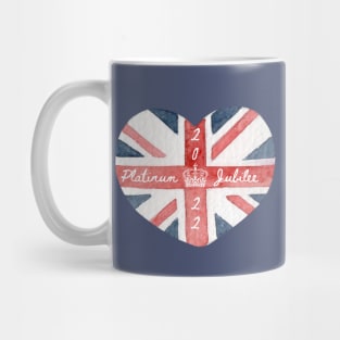 Platinum Jubilee 2022 British flag heart Mug